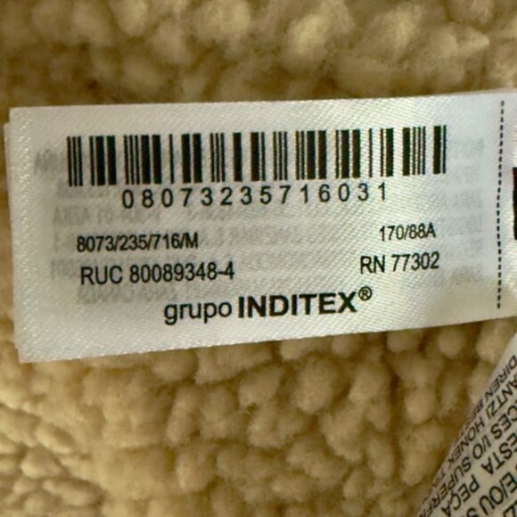 Cropped aviator shearling moto jacket brown faux leather Coat Zara Sz M NO BELT - Picture 9 of 10